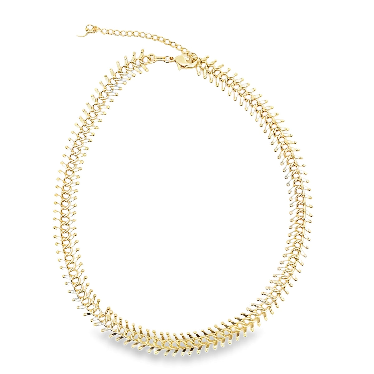 MIA Jewelry Designed Ball Spine Choker featuring a sleek black band with metallic ball accents, stylish and adjustable for a modern look.