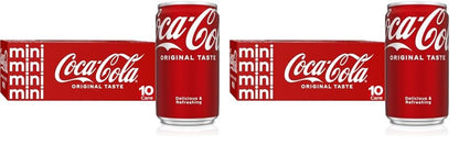 Six Coca-Cola soda mini cans, 7.5 fl oz each, in a fridge pack, featuring the classic red Coca-Cola branding.