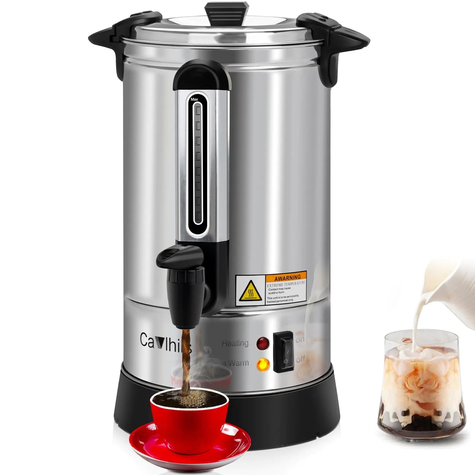 Coffee Urn 50 Cup 8L Large Coffee Maker Commercial Stainless Steel Hot Water Urn Coffee Fast Brew Dispenser 950W for Events & Catering 8L Single - BACKUPMYFILESNOW