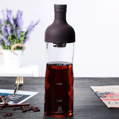Nepal Tea Cold Brew Infuser Bottle with stainless steel infuser for easy cold brewing of tea or beverages.