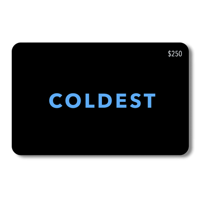 Coldest E-Gift Card featuring the Coldest brand logo, showcasing a sleek design with the gift card visible.