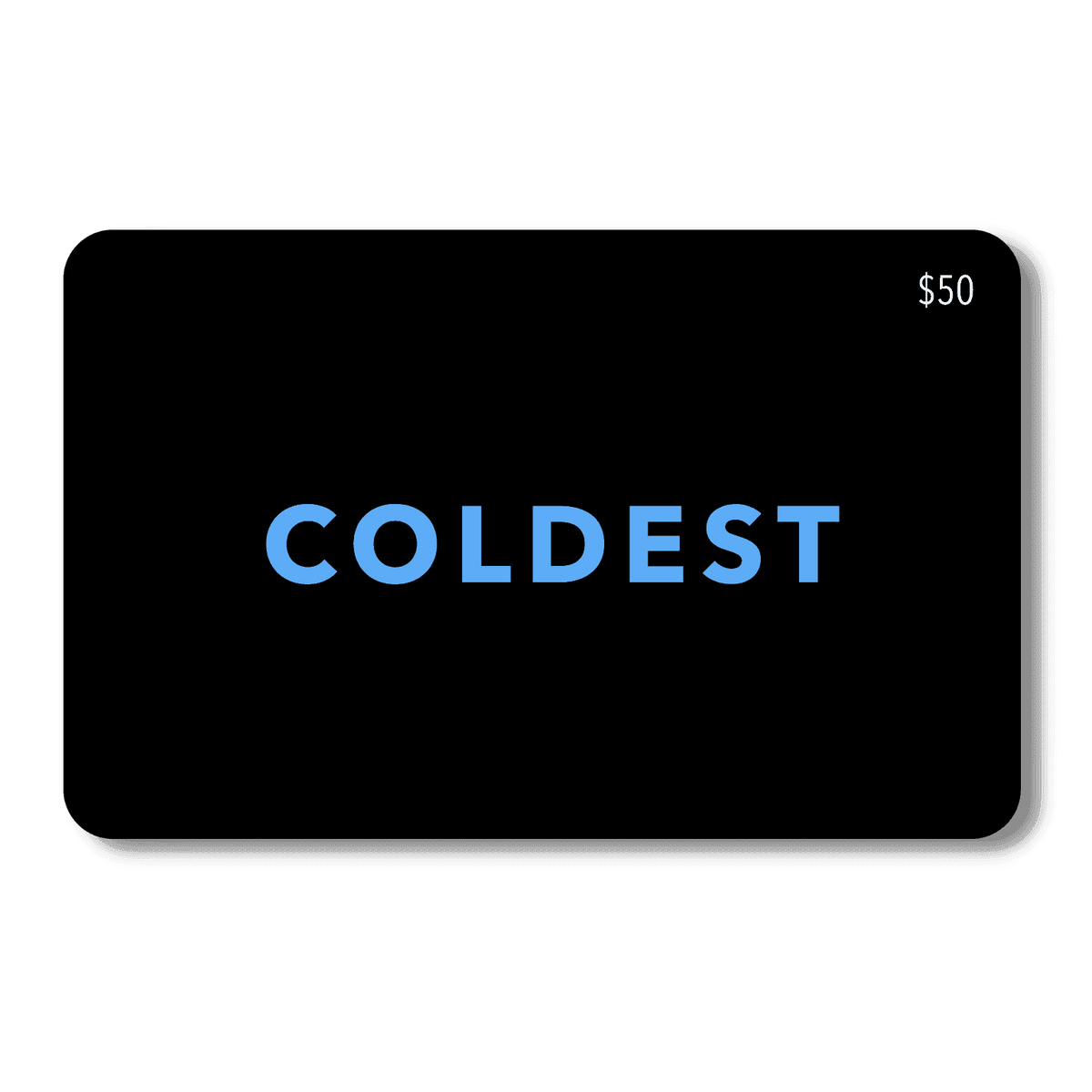 Coldest E-Gift Card from Coldest featuring a sleek design, perfect for gifting or online use.