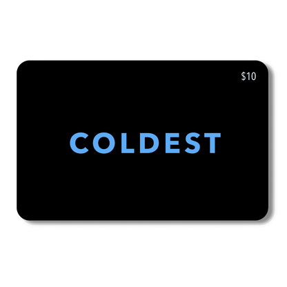 Coldest E-Gift Card featuring the Coldest brand logo on a sleek, blue design, ideal for digital gift giving.