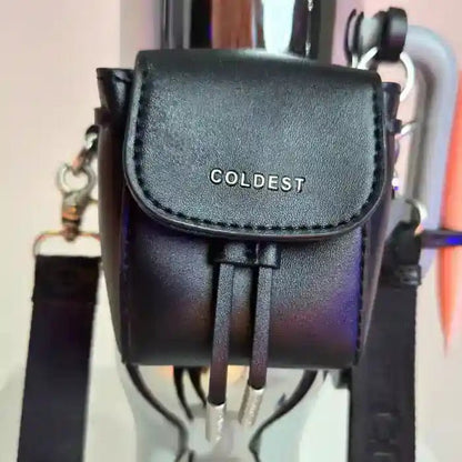 Coldest mini backpack with squeeze holder, key hanger, and mint box in midnight black, compact and stylish for everyday use.