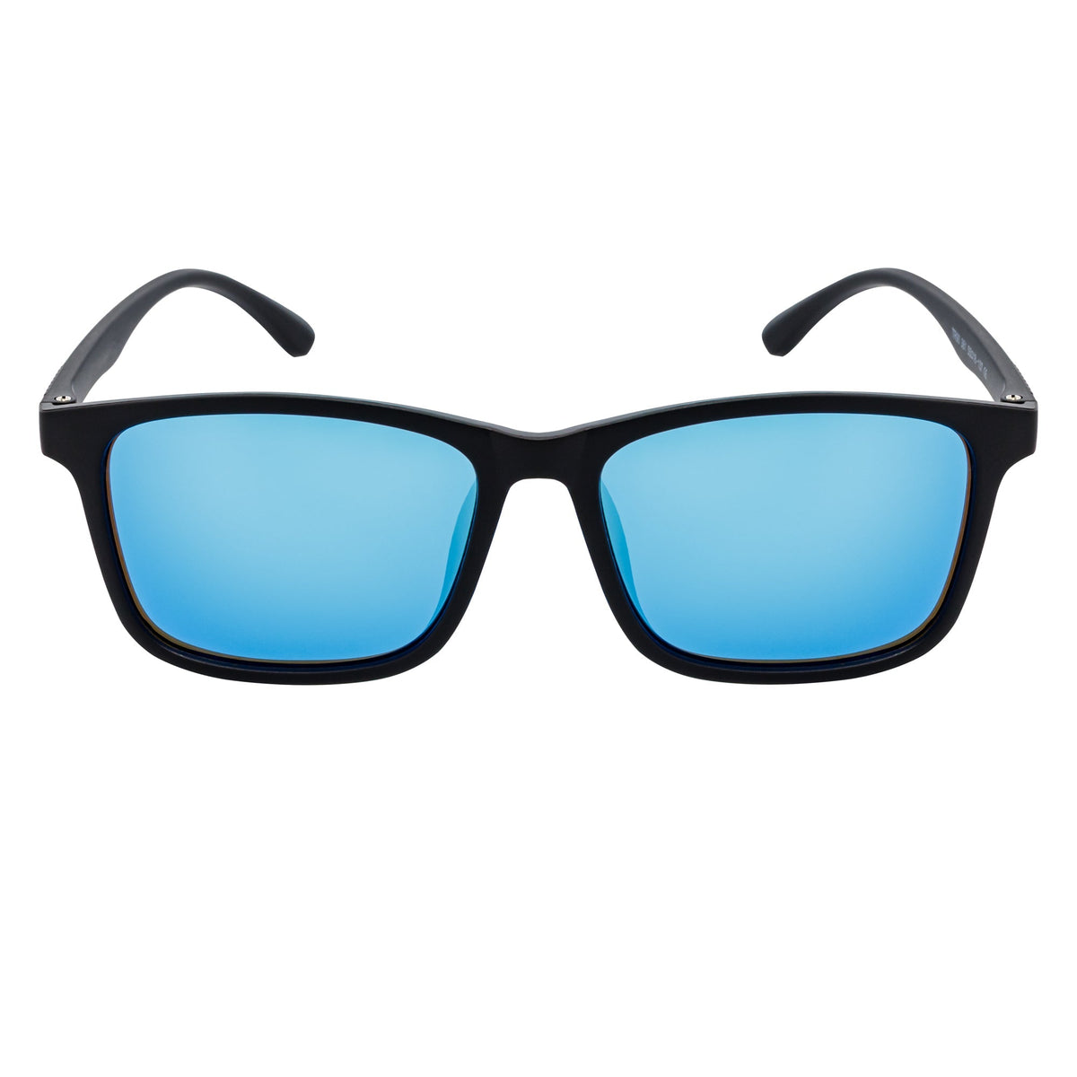 Morspecs commuter polarized horn-rimmed sunglasses with matte black frame and blue mirror lenses