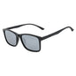 Morspecs commuter polarized horn-rimmed sunglasses in matte black with silver mirror lenses, featuring a stylish and durable design.