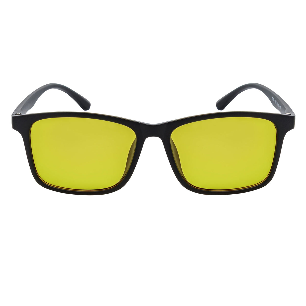 Morspecs commuter polarized horn-rimmed sunglasses with matte black frame and yellow lenses, stylish and protective eyewear.