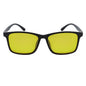 Morspecs commuter polarized horn-rimmed sunglasses with matte black frame and yellow lenses, stylish and protective eyewear.