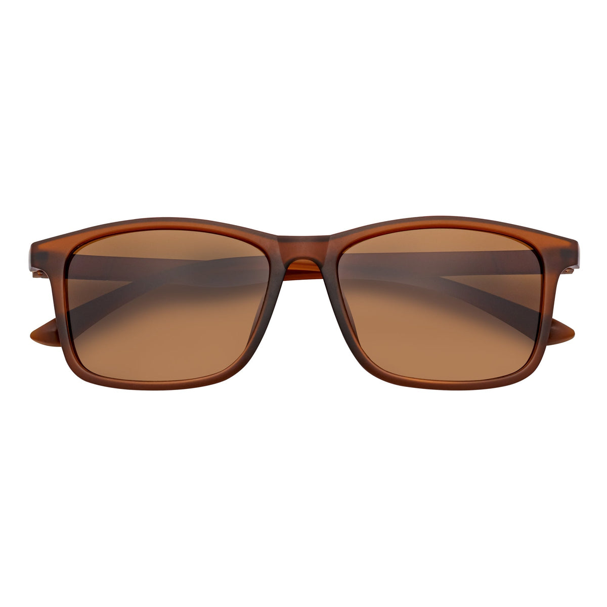 Morspecs commuter polarized horn-rimmed sunglasses with matte brown frame and amber lenses, stylish and protective eyewear.