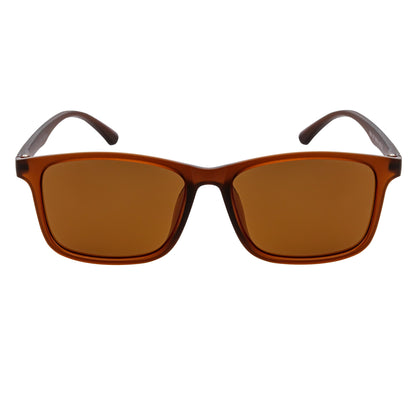 Morspecs commuter polarized horn-rimmed sunglasses with matte brown frame and amber lenses, stylish and protective eyewear