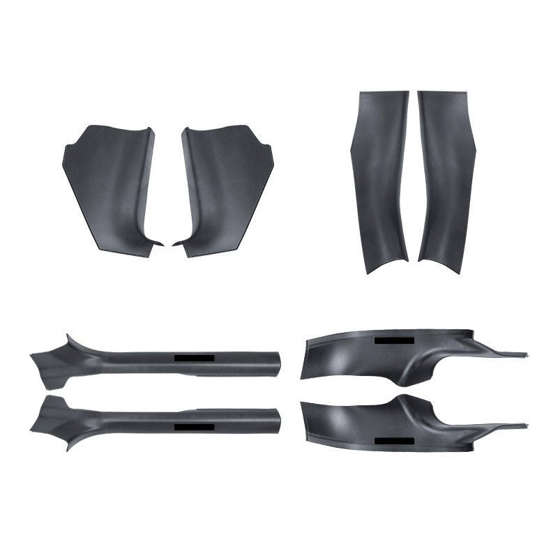 Tesla Model Y Juniper interior door sill protector kit by Tesery, showing the full set of protective sill strips and accessories.