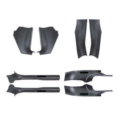 Tesla Model Y Juniper interior door sill protector kit by Tesery, showing the full set of protective sill strips and accessories.