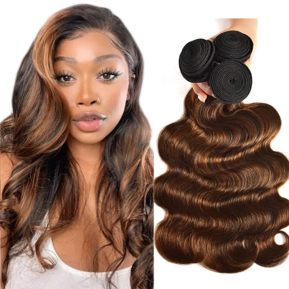 Condescension Bundles Human Hair Body Wave Human Hair Bundles 16 18 20 Inch Brazilian Chocolate Brown Highlight P4/30 Body Wave Bundles Human Hair Weave Bundles Human Hair for Black Women - BACKUPMYFILESNOW