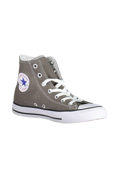 Grey Converse women's sports sneakers with classic design and white rubber soles, suitable for casual and athletic wear.