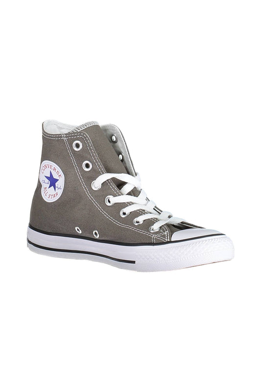 Grey Converse women's sports sneakers with classic design and white rubber soles, suitable for casual and athletic wear.