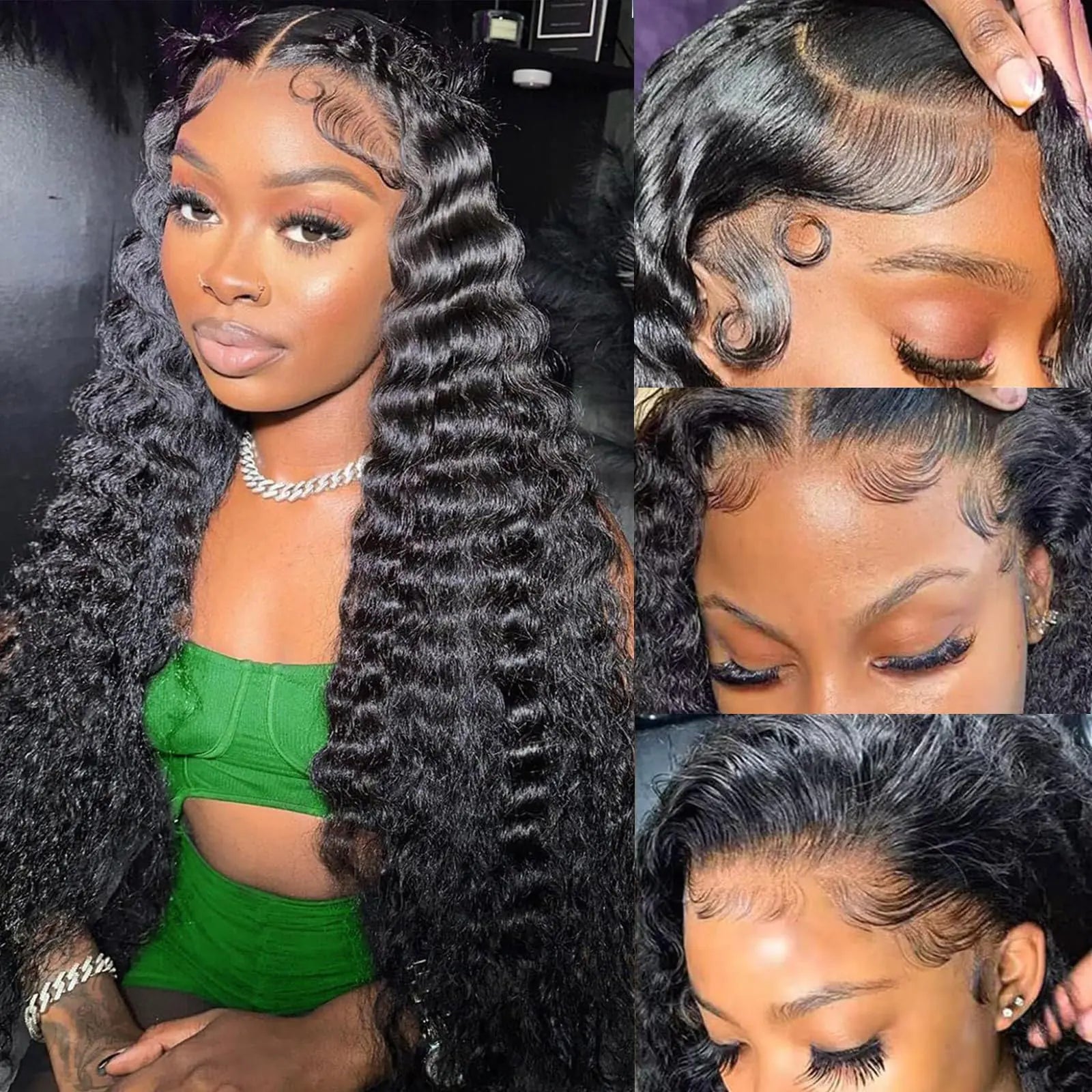 Coopeys Deep Wave Lace Front Wigs Human Hair Pre Plucked Wet and Wavy Human Hair Lace Front Wig Deep Curly Human Hair Wig 13x4 HD Glueless Wigs Human Hair 24Inch - BACKUPMYFILESNOW