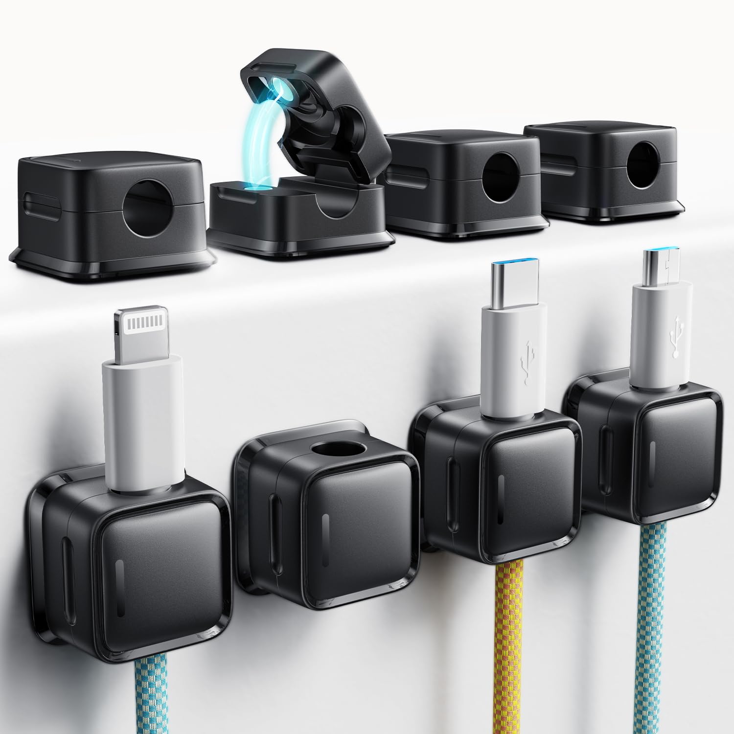 Cord Organizer Holder 8 Pack Magnetic Desk Cable Clips Management Hide Phone Charging Cable Keeper Strong Adhesive Wire Charger Holder for Nightstand Kitchen Appliances Office Supplies - BACKUPMYFILESNOW.COM®