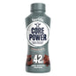 Core Power Elite Vanilla High Protein Shake in 14 fl oz bottle, featuring 42g of protein, displayed in a clear plastic container.