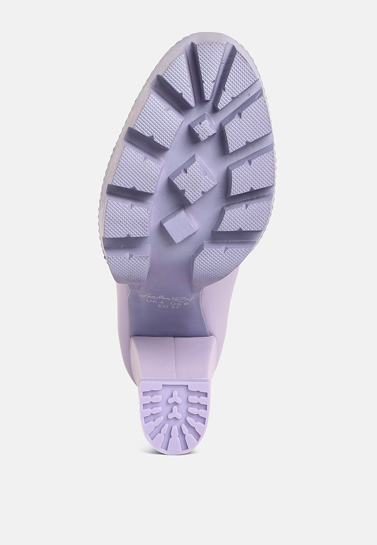 Lilac Corinne Chain Embellished Chunky Loafers, Rag & Co sandals with chain detailing and a chunky sole.