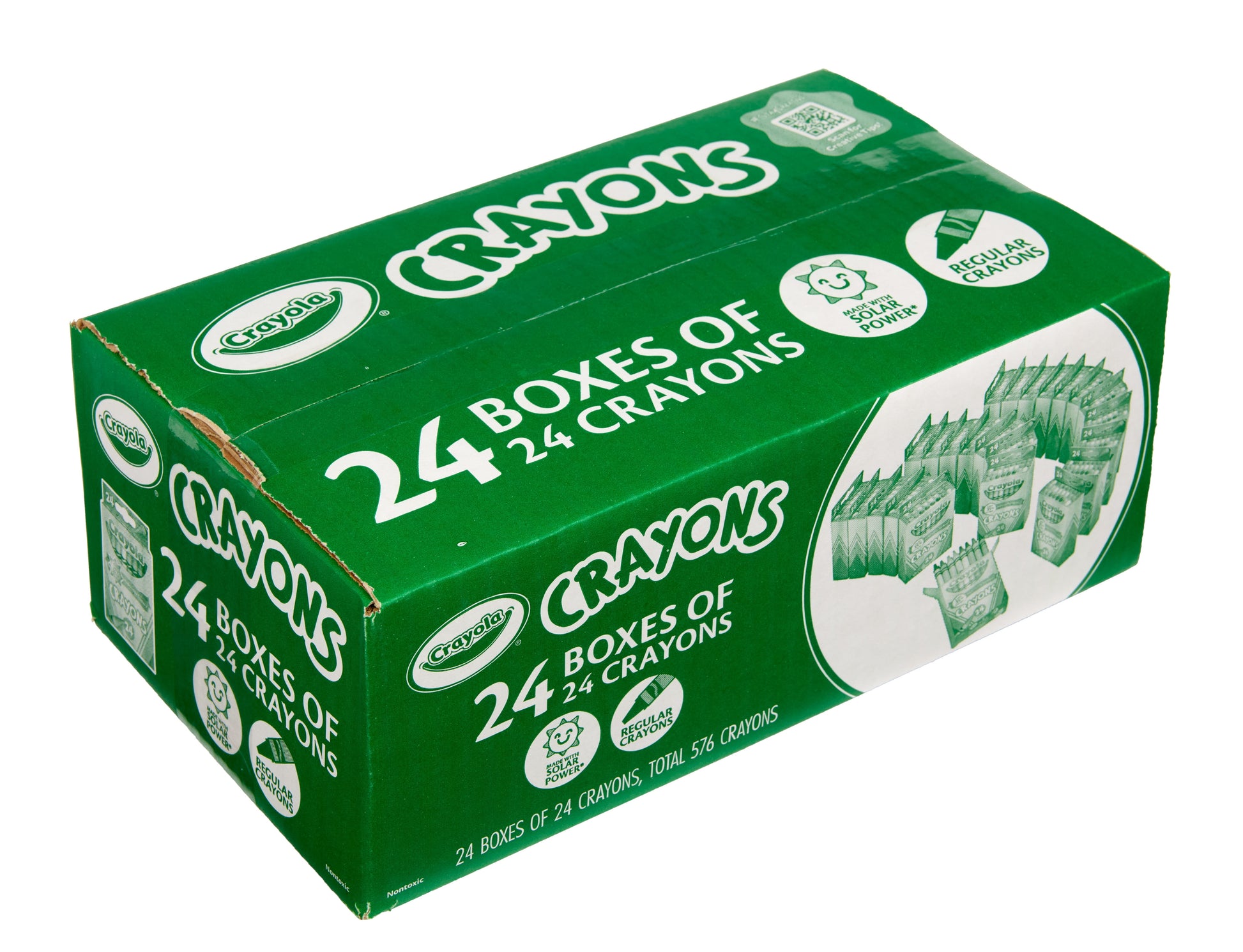 Crayola Crayons bulk pack with 24 sets of 24 crayons in classic colors, ideal for school classroom supplies.