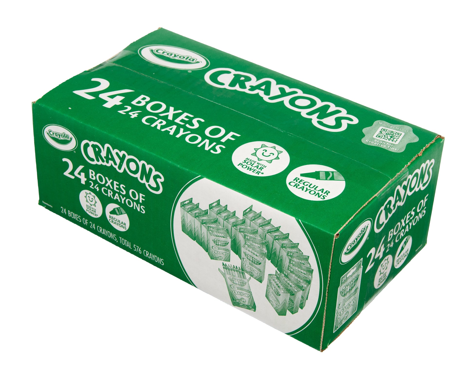 Crayola Crayons Bulk pack with 24 packs of 24 crayons each, featuring classic colors for school classroom art supplies.