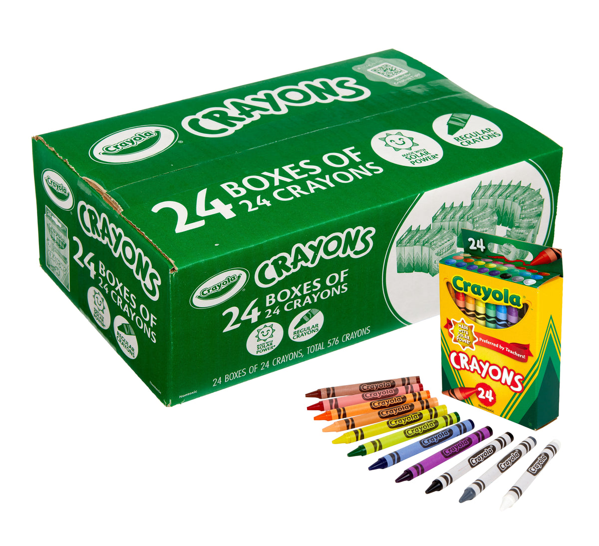 Crayola Crayons bulk pack with 24 packs of 24 classic-colored crayons for school classroom supplies, suitable for ages 3 and up.