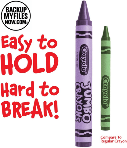 Crayola Jumbo Crayons bulk pack with six sets of 16 large, colorful crayons for kids and toddlers, ideal for school supplies and gifts.