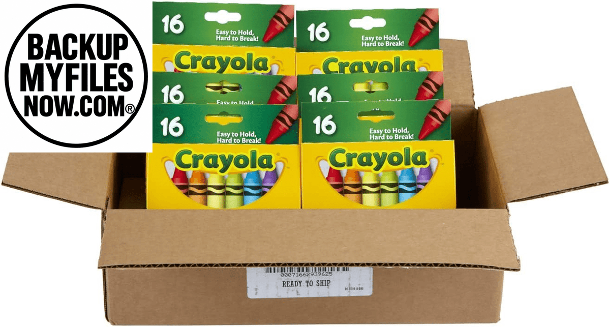 Six packs of Crayola Jumbo Crayons, each with 16 large colorful crayons for toddlers and kids, ideal for school and art projects.