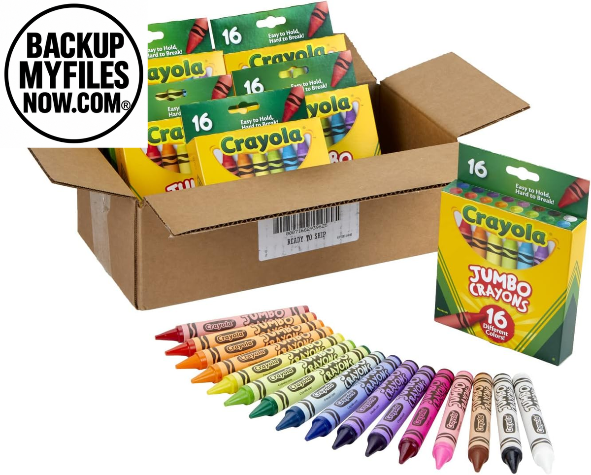 Crayola Jumbo Crayons Bulk set with 6 packs of 16 large crayons for toddlers and kids, perfect for school supplies and gifts.