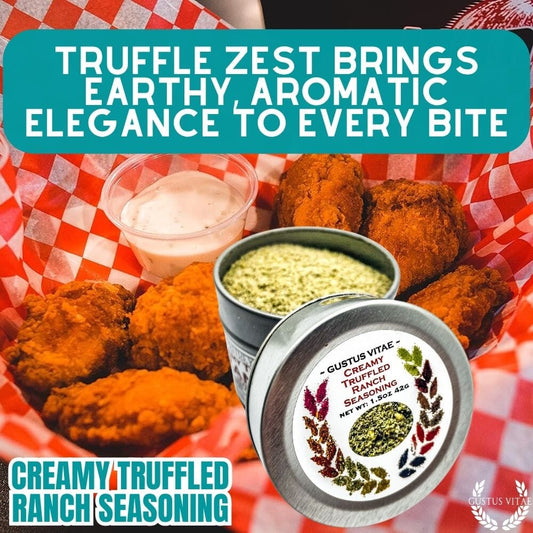 Creamy Truffled Ranch Seasoning from Gustus Vitae, a gourmet seasoning blend with creamy and truffle-infused flavors.