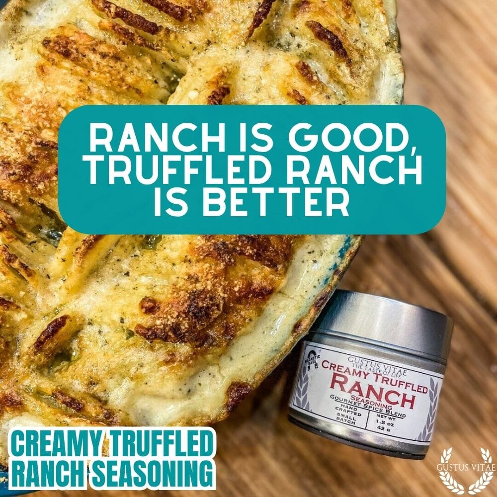 Creamy Truffled Ranch Seasoning from Gustus Vitae, a gourmet seasoning blend with rich truffle and ranch flavors.