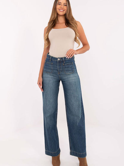 Dark denim jeans from Sublevel model 218204, featuring a classic fit and stitching details, displayed on a plain background.