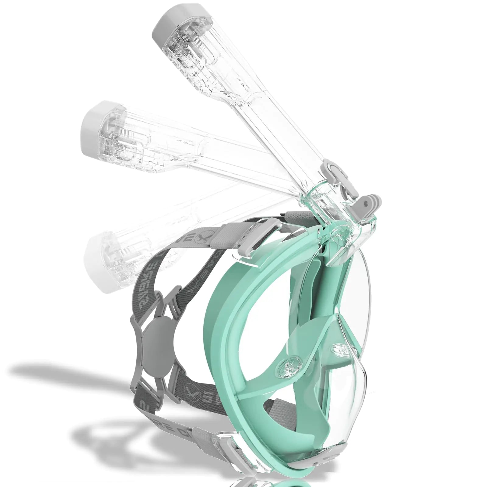 SABRE COVE R10 Full Face Snorkel Mask Adults Snorkeling Mask Gear for Adults&Kids Fully Enclosed CO2 Outflow Silicone Bonding Technology Anti-Leak&Fog Buckle Folding for Portability-S/M Green Grey