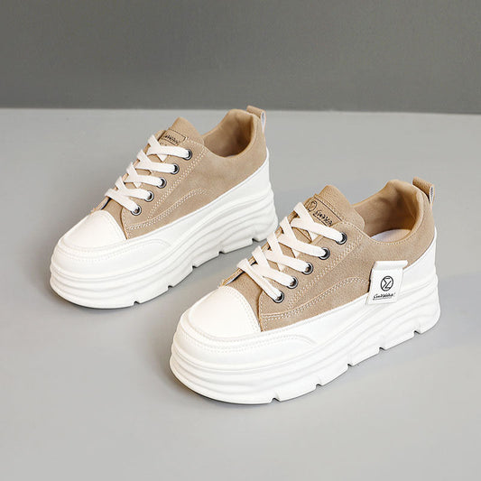 Women's hidden-heel thick-soled breathable sneakers with durable all-match design