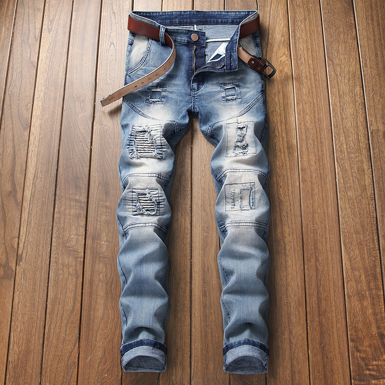 BackUPMYFILESNOW® men's classic fit jeans showing dark denim fabric and traditional five-pocket design.