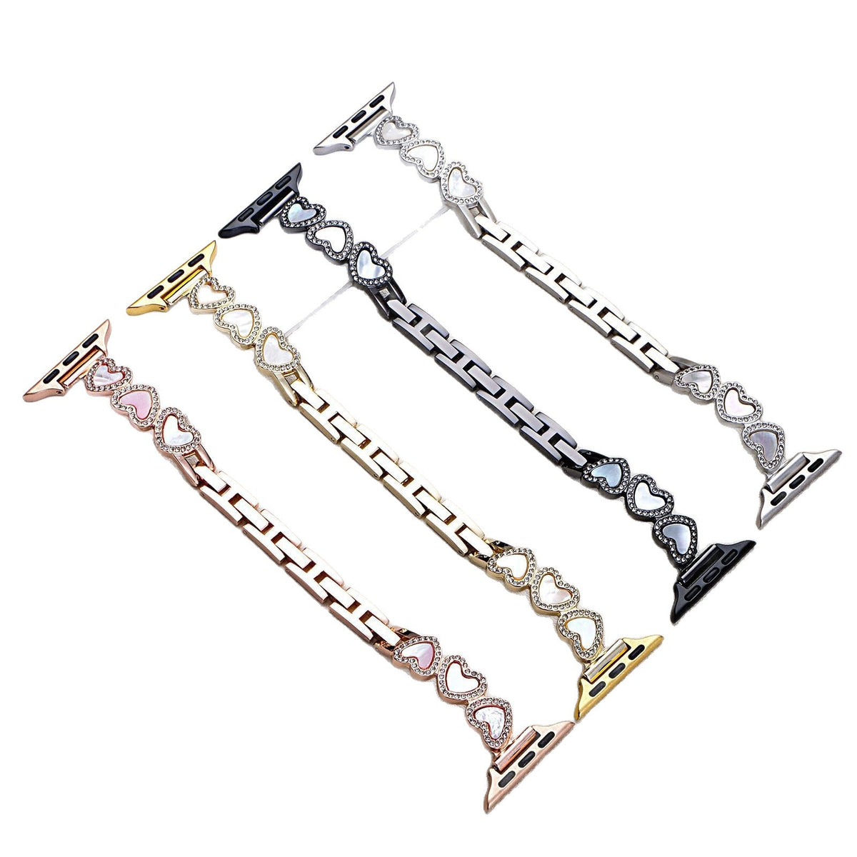 Loving-heart shell metal watch strap with heart-shaped design and polished finish