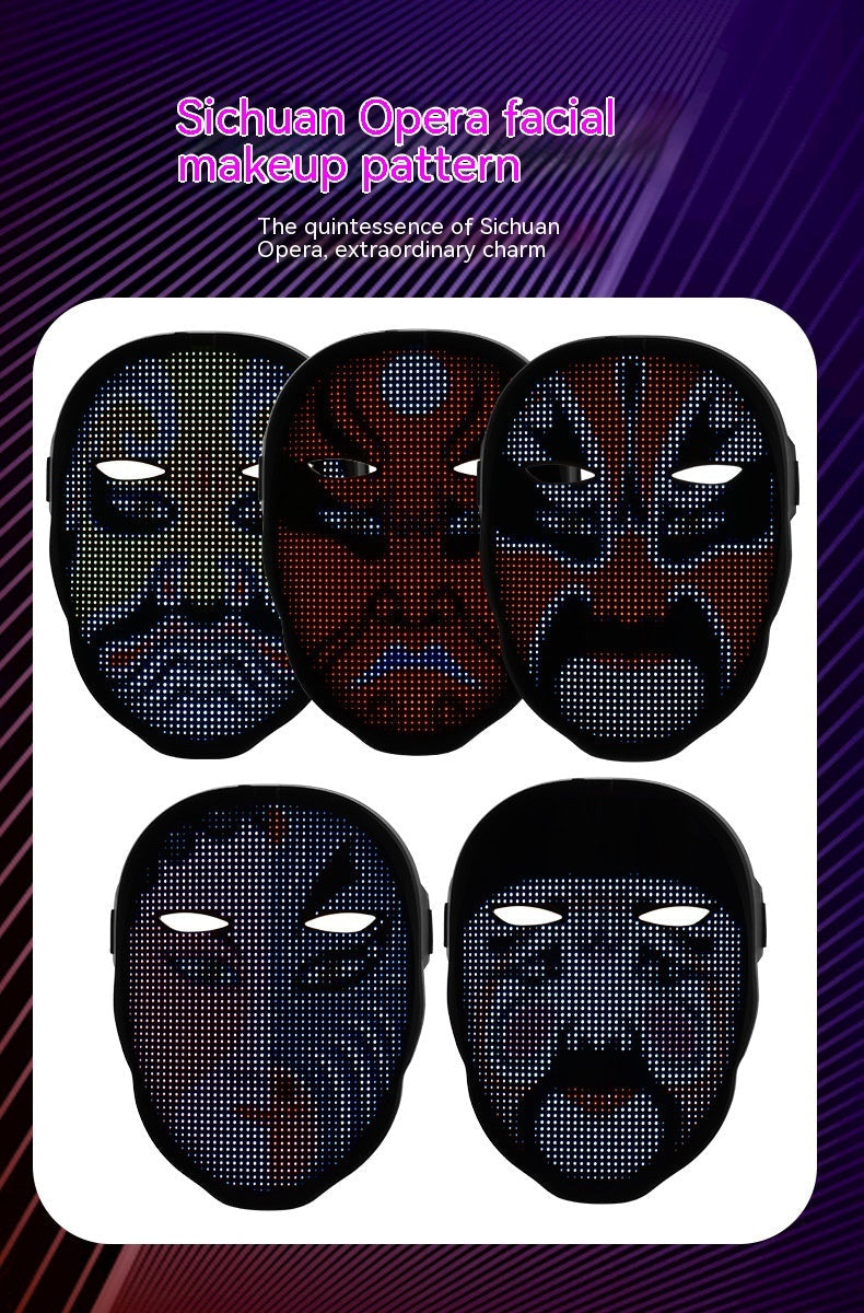 Full color LED luminous Halloween face changing mask for parties and bar props