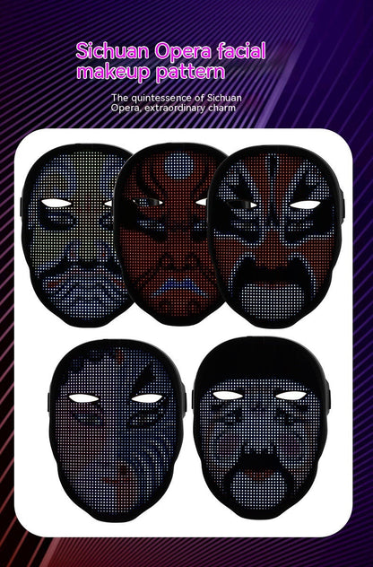 Full color LED luminous Halloween face changing mask for parties and bar props