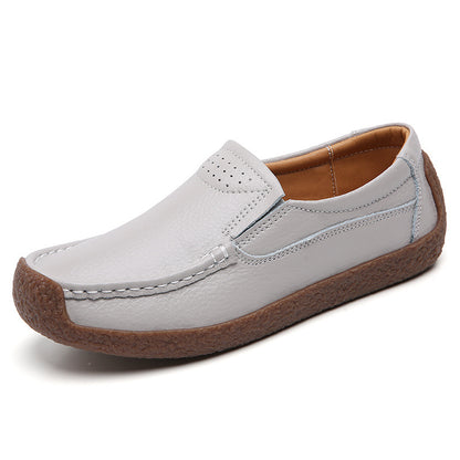 Women's cowhide leather Oxford flats by BACKUPMYFILESNOW® with rounded toe and lace-up design on a neutral background.