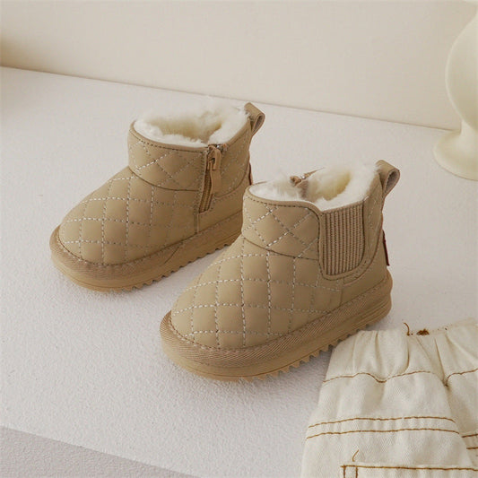 Girls winter velvet shoes, fashion personality design, close-up product view