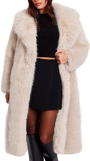 Women's knee-length coat with lapel collar and hidden buttons by My Store
