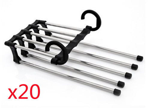 5-in-1 stainless steel wardrobe hanger for clothes and pants, multi-functional space-saving design