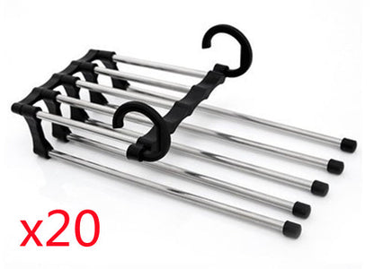 5-in-1 stainless steel wardrobe hanger for clothes and pants, multi-functional space-saving design