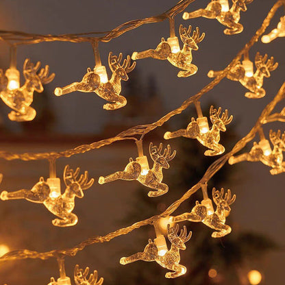 LED elk Christmas tree snowflake star light string in festive decorative design
