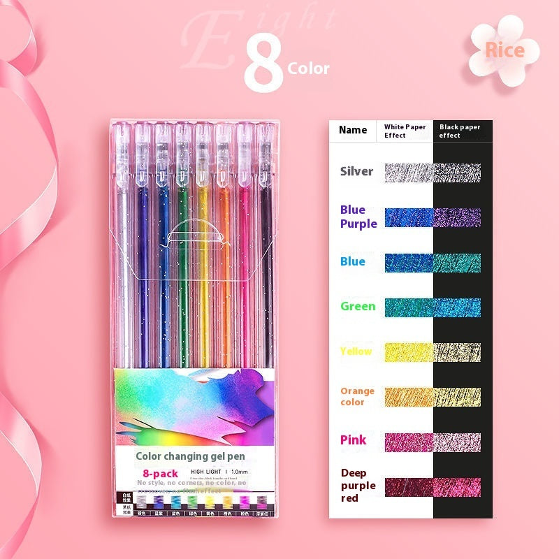 Shiny crystal gel pen fluorescent pen set with colorful glitter accents