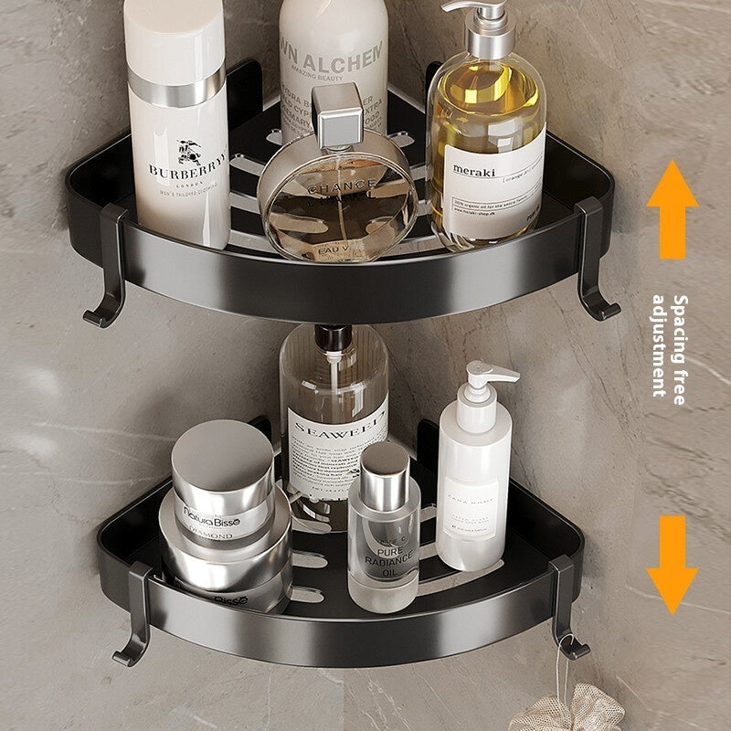 Black bathroom towel rack pendant, wall-mounted rack with sleek minimalist design