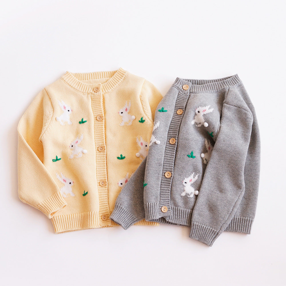 Korean-style girls' baby knitted cardigan sweater for autumn and winter children's clothing