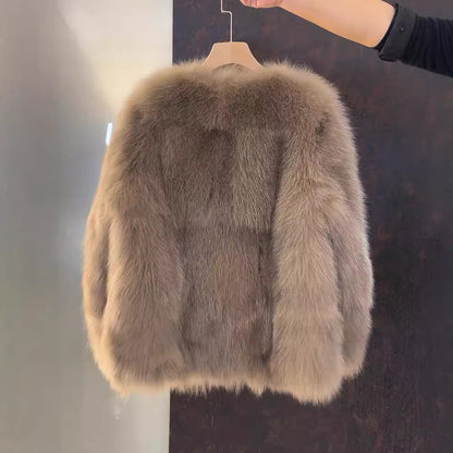 Maillard winter fur coat for women in a warm, luxurious design