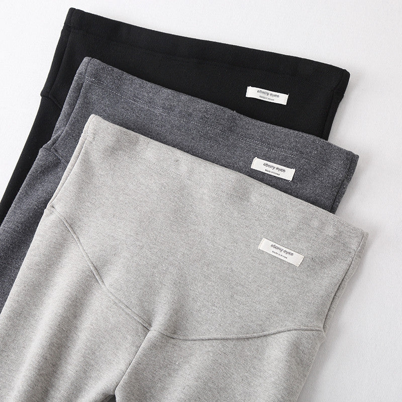 Silver Fox velvet thickened maternity leggings in black, designed for pregnant women