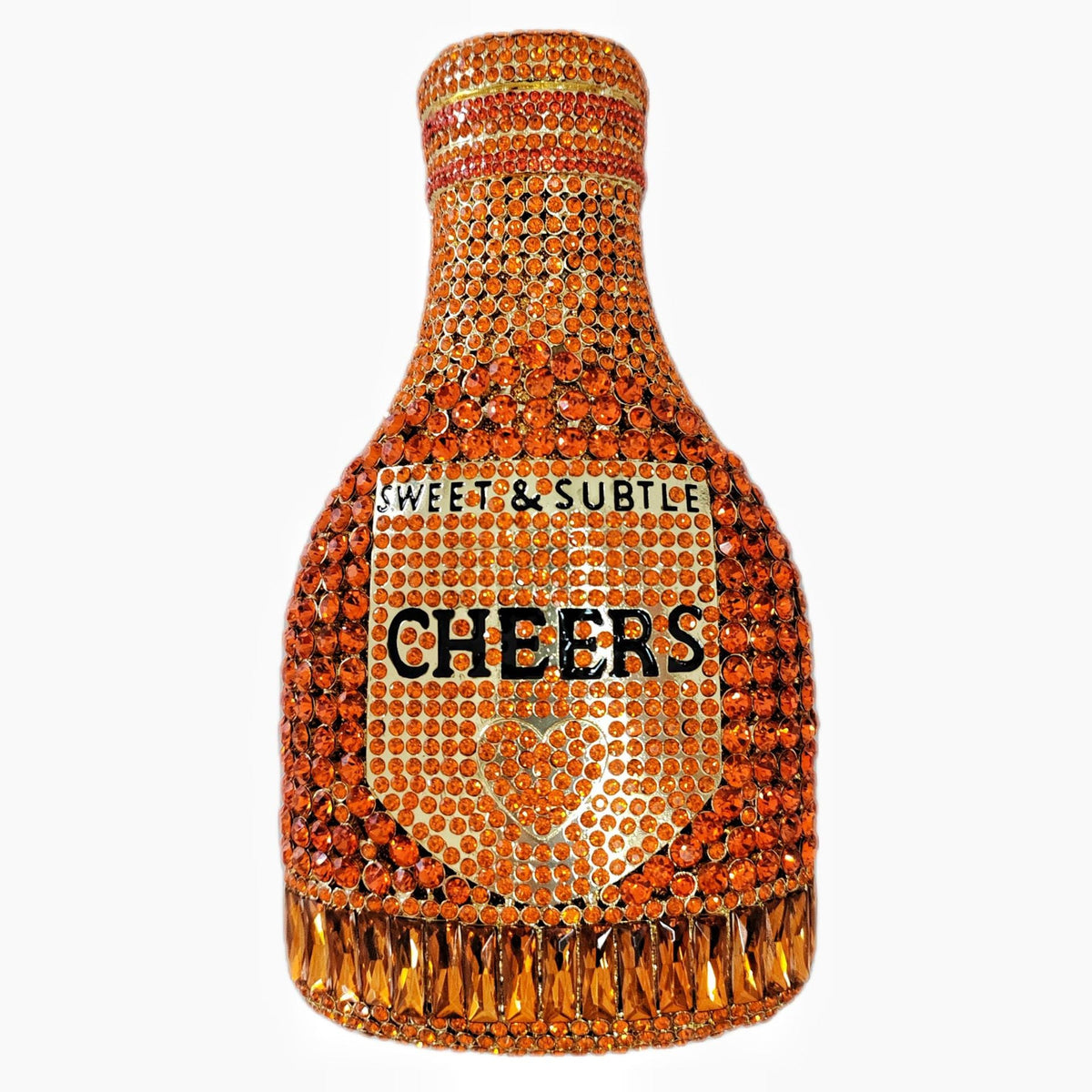 Champagne bottle rhinestone evening clutch women's bag with sparkling crystal details